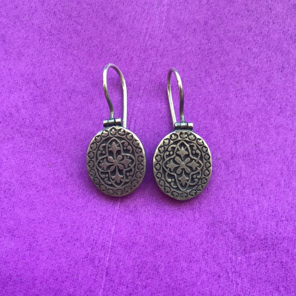 Silver medallion earrings